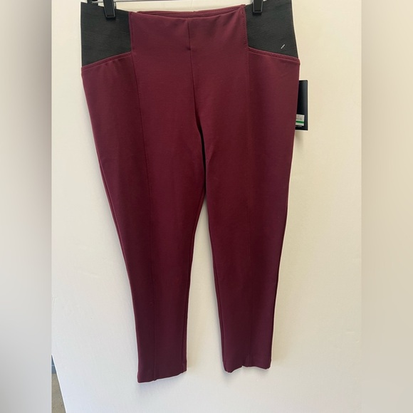 JONES NEW YORK PONTE KNIT PULL ON PANTS W/ELASTIC INSETS SIZE LARGE MERLOT COLOR - Picture 1 of 10